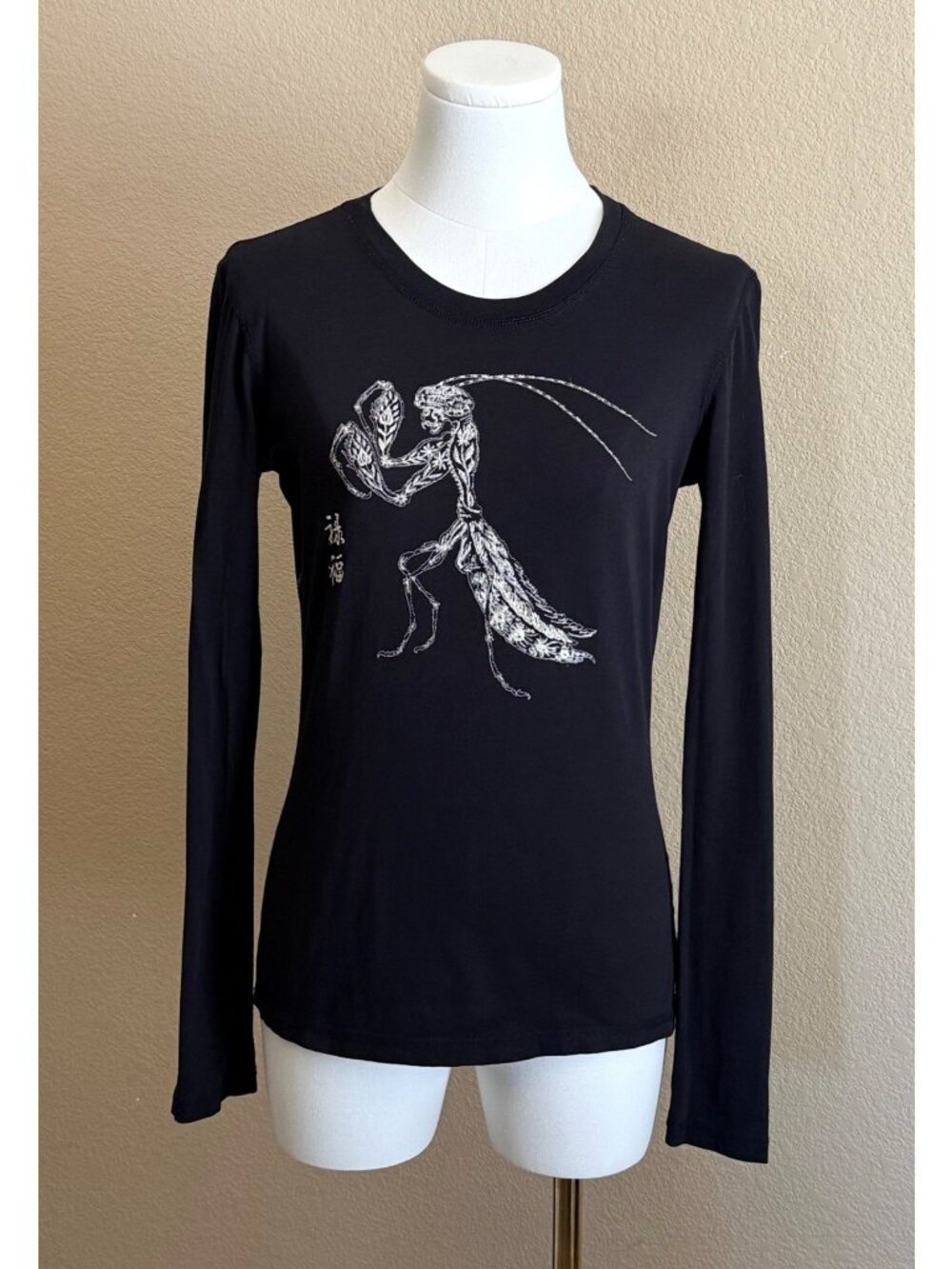 Vintage Y2K Lucky Brand Women's Long Sleeve Shirt Embroidered Graphic Black